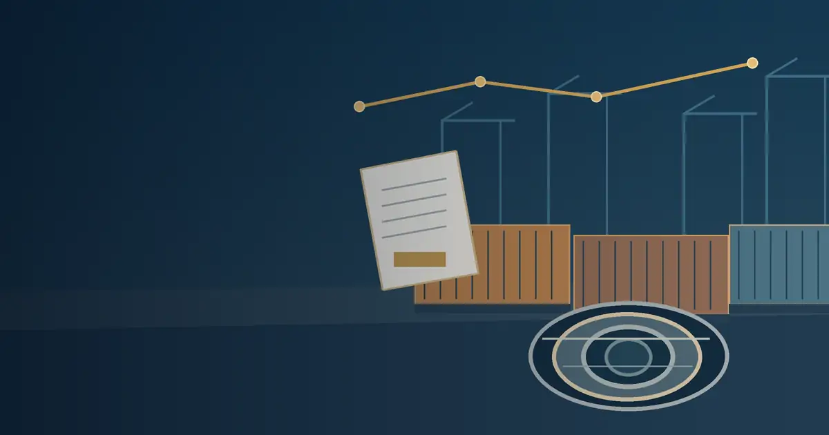 North American freight containers, a customs document, and a steel coil at a cargo terminal